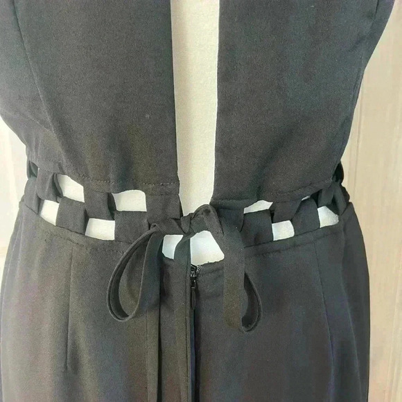 Black Midi Dress w/ cutouts Witchy Dark Romantic Goth Feminine LBD SZ S - Picture 6 of 10